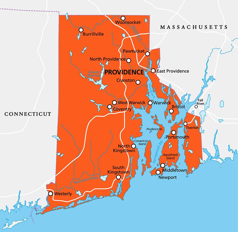 Curtis Service Rhode Island Service Area Map